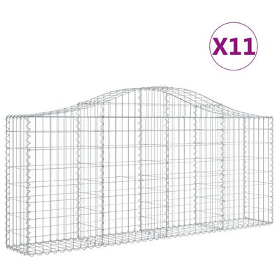 vidaXL Arched Gabion Baskets 11 pcs 200x30x80/100 cm Galvanised Iron