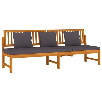 vidaXL Day Bed with Grey Cushion 200x60x75 cm Solid Wood Acacia