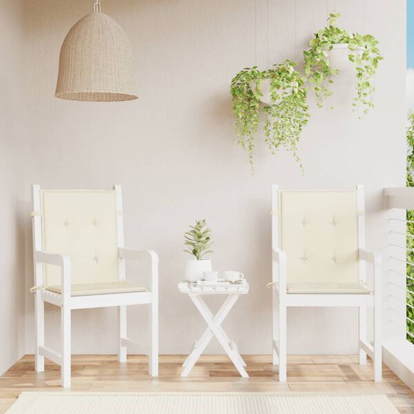 vidaXL Garden Lowback Chair Cushions 2 pcs Cream 100x50x3 cm Oxford Fabric
