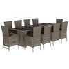 vidaXL 11 Piece Garden Dining Set with Cushions Grey Poly Rattan