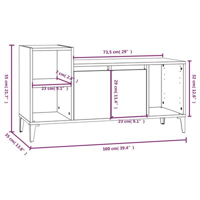 vidaXL TV Cabinet Concrete Grey 100x35x55 cm Engineered Wood