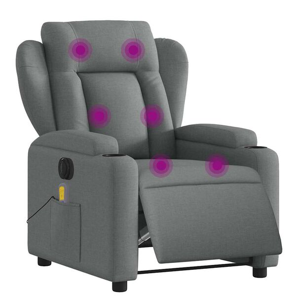 vidaXL Electric Massage Recliner Chair Dark Grey Fabric