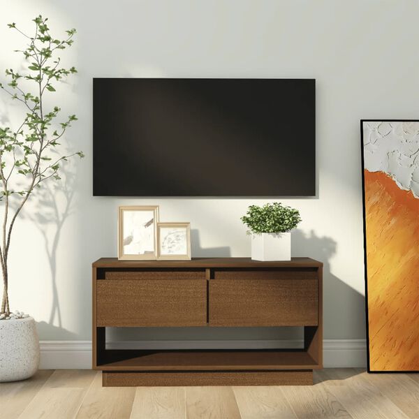 vidaXL TV Cabinet Honey Brown 74x34x40 cm Solid Wood Pine