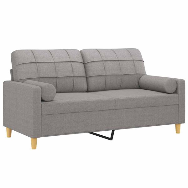 vidaXL 2-Seater Sofa with Pillows&Cushions Light Grey 140 cm Fabric