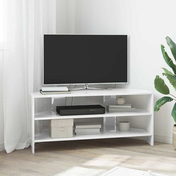 vidaXL Corner TV Cabinet High gloss White 102x40.5x45cm