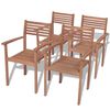 vidaXL Stackable Chair | Set of 4 | Warm teak | Smooth teak hardwood | Standard