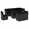 vidaXL 9 Piece Garden Sofa Set with Cushions Black Poly Rattan