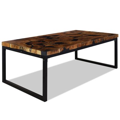 vidaXL Coffee Table Teak Resin 110x60x40 cm Black and Brown
