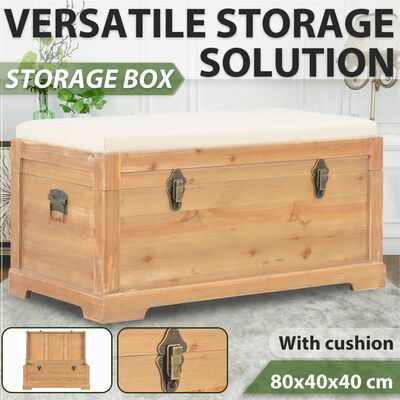vidaXL Storage Chest with Cushion 80x40x40 cm MDF