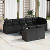 vidaXL Garden Sofa Set with Cushion 9 pcs Black Poly Rattan