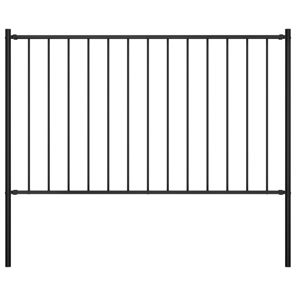 vidaXL Fence Panel with Posts Powder-coated Steel 1.7x1.25 m Black
