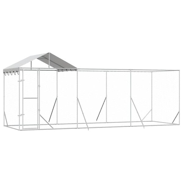 vidaXL Outdoor Dog Kennel with Roof Silver 6x2x2.5 m Galvanised Steel