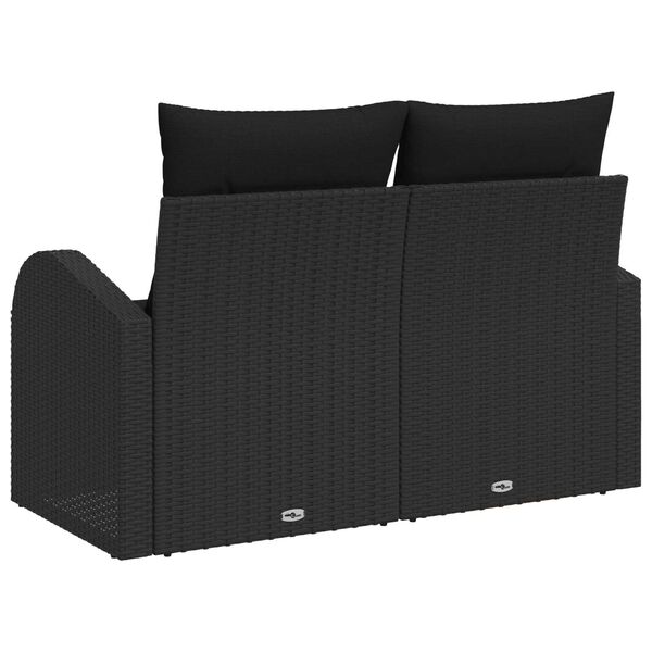 vidaXL Garden Sofa Black 124 x 62 x 69cm Poly Rattan