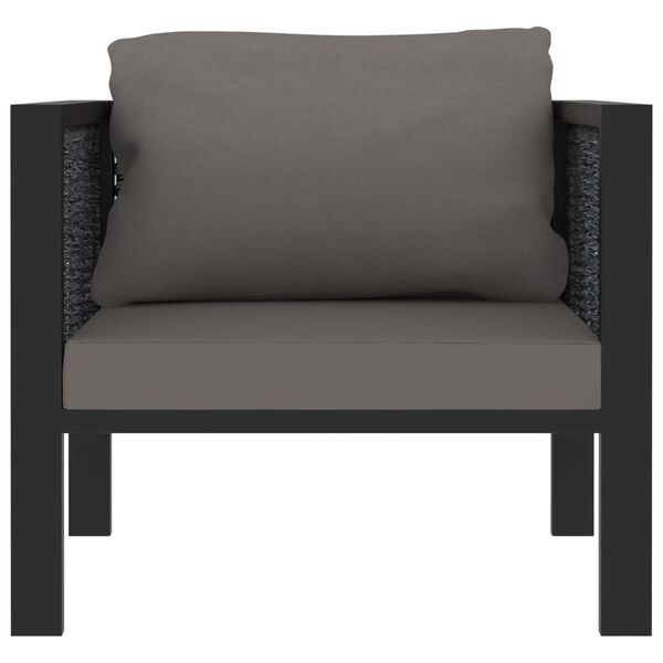 vidaXL Sectional Sofa with Cushion Poly Rattan Anthracite