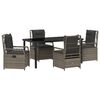 vidaXL Garden Dining Set 5 pcs Grey Poly Rattan