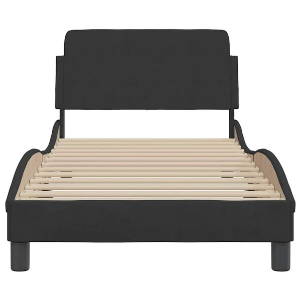 vidaXL Bed Frame with Headboard "Dover" Black 90x190 cm Velvet