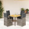vidaXL 5 Piece Garden Bistro Set with Cushions Grey Poly Rattan