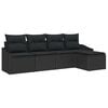 vidaXL Sofa Set with Cushion with Storage 5 pcs Black Poly Rattan