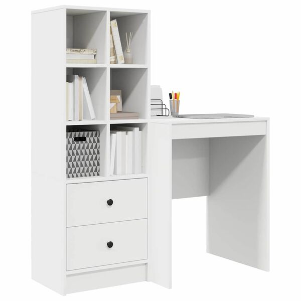 vidaXL Desk with Drawer 2 pcs White