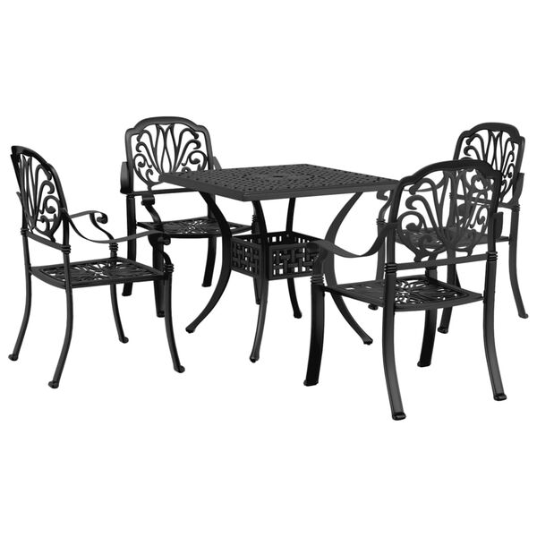 vidaXL 5 Piece Garden Dining Set Black Cast Aluminium