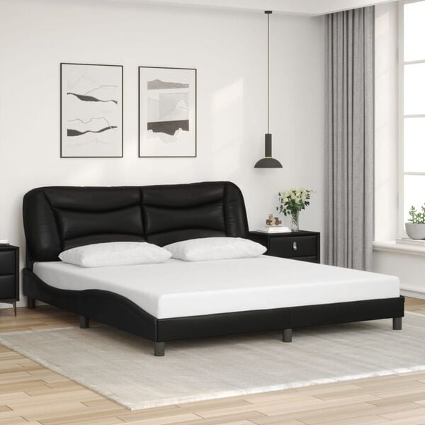 vidaXL Bed Frame without Mattress "Hvar" Black 180x200 cm King Faux Leather