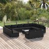 vidaXL 12 Piece Garden Lounge Set with Cushions Black Poly Rattan