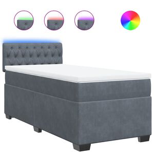 vidaXL Box Spring Bed with Mattress Dark Grey King Single Fabric