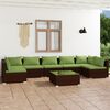 vidaXL 8 Piece Garden Lounge Set with Cushions Poly Rattan Brown
