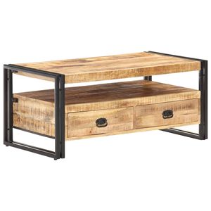vidaXL Coffee Table | Brown and black | Rough mango wood, steel | 100x55x45 cm