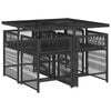 vidaXL 5 Piece Garden Dining Set with Cushions Black Poly Rattan