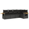 vidaXL 5 Piece Garden Sofa Set with Cushions Black Poly Rattan