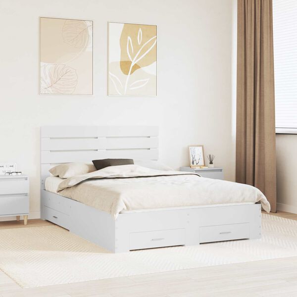 vidaXL Bed Frame with Drawer with Headboard Manual Engineered Wood