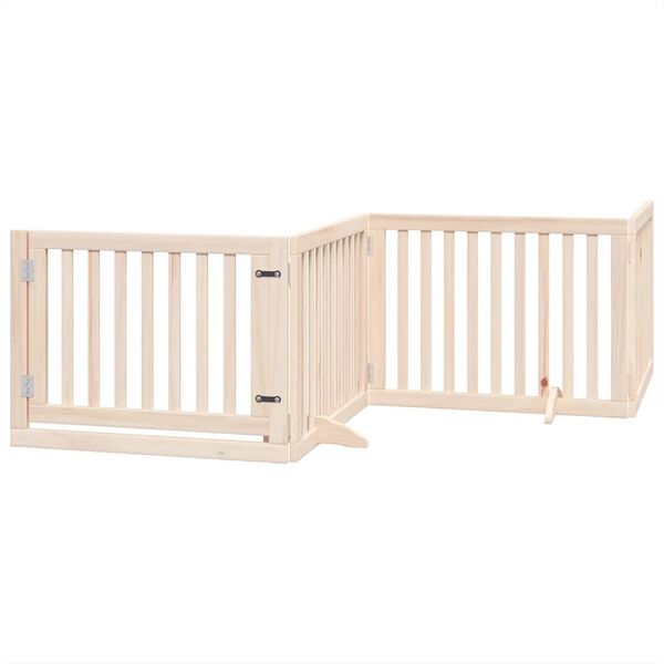 vidaXL Dog Gate with Door Foldable 10 Panels 800 cm Poplar Wood
