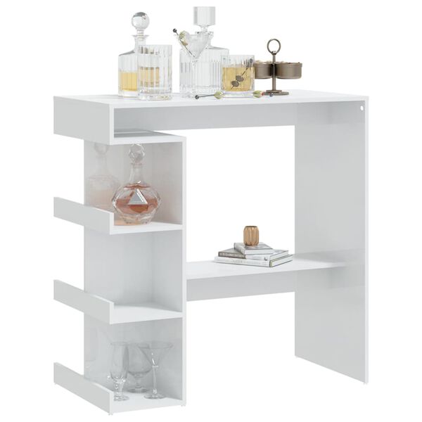 vidaXL Bar Table with Storage Rack High Gloss White 100x50x101.5 cm