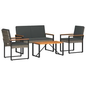 vidaXL Outdoor Furniture Set 4 pcs Grey and Dark Grey Poly Rattan