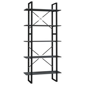 vidaXL 5-Tier Book Cabinet Grey 80x30x175 cm Solid Wood Pine