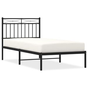 vidaXL Metal Bed Frame without Mattress with Headboard Black 90x190cm
