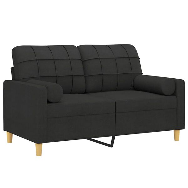 vidaXL 2-Seater Sofa with Throw Pillows Black 120 cm Fabric