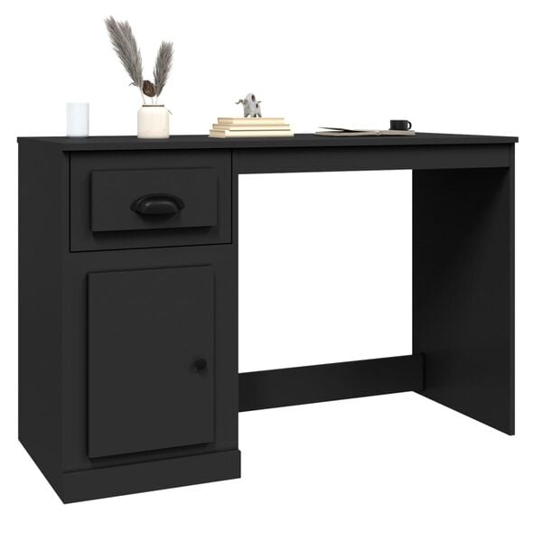 vidaXL Desk with Drawer Black 115x50x75 cm Engineered Wood