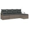 vidaXL Sofa Set with Cushion with Storage 5 pcs Grey Poly Rattan