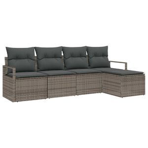 vidaXL Sofa Set with Cushion with Storage 5 pcs Grey Poly Rattan