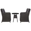 vidaXL Garden Chairs 2 pcs with Tea Table Poly Rattan Black