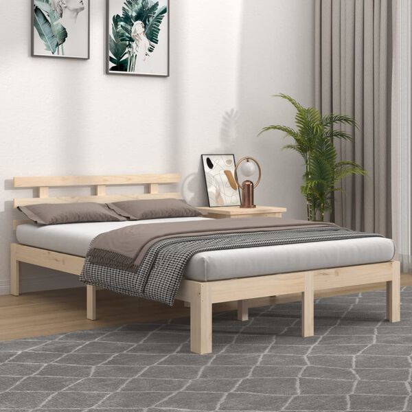 vidaXL Bed Frame without Mattress Solid Wood 150x200 cm King Size King Size