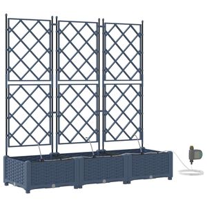 vidaXL Garden Planter 3 pcs Grey 120 x 40 x 126 cm Plastic