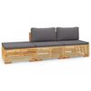 vidaXL 3 Piece Garden Lounge Set with Cushions Solid Teak Wood