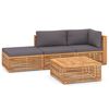 vidaXL 4 Piece Garden Lounge Set with Dark Grey Cushion Solid Teak Wood