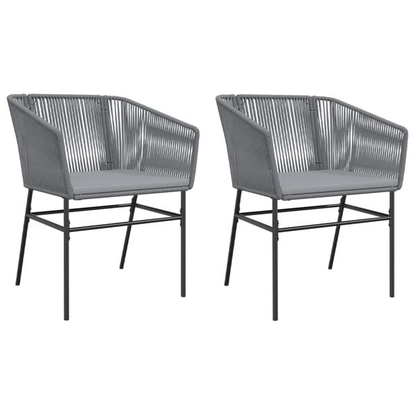 vidaXL Garden Chairs 2 pcs with Cushions Grey Poly Rattan