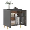 vidaXL Sideboard&Solid Wood Legs High Gloss Grey 60x35x70 cm Engineered Wood