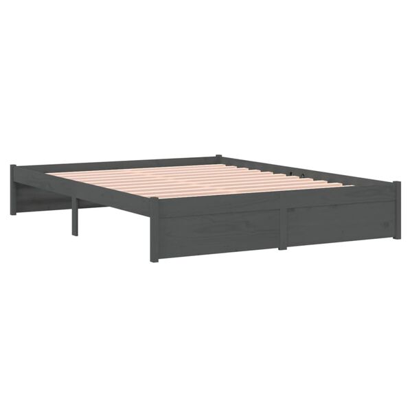vidaXL Bed Frame without Mattress Grey Solid Wood 135x190 cm Double Double