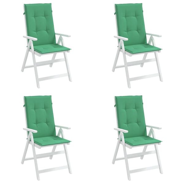vidaXL Garden Highback Chair Cushions 4 pcs Green 120x50x3 cm Fabric